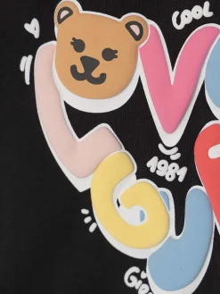 T-shirt a maniche lunghe Guess con stampa Love nero