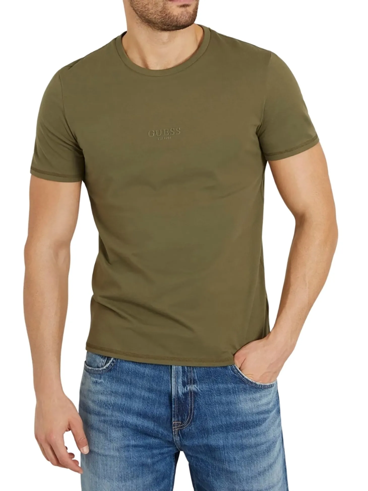 T-shirt basic logo frontale Aidy verde militare