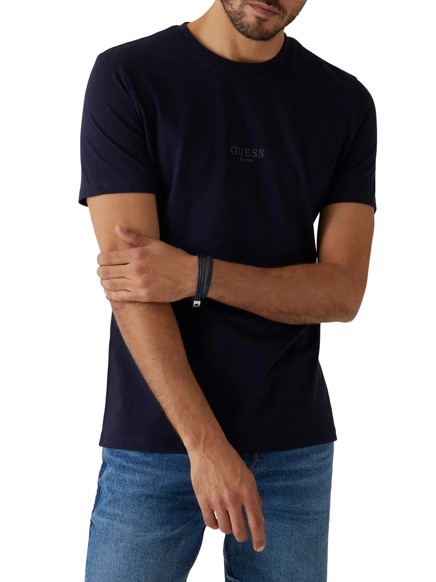 T-shirt basic logo frontale Aidy blu