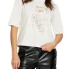T-shirt Boxy Rhinestone beige