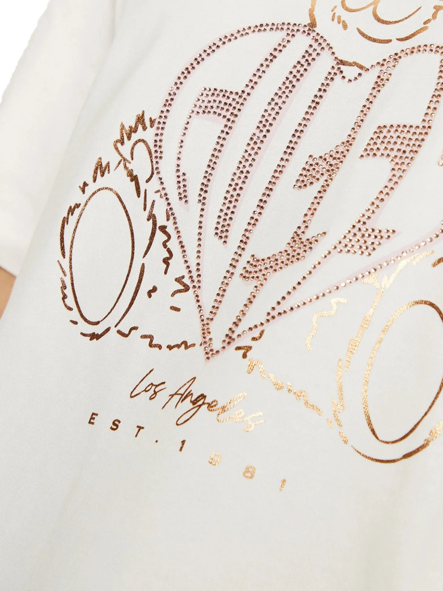 T-shirt Boxy Rhinestone beige
