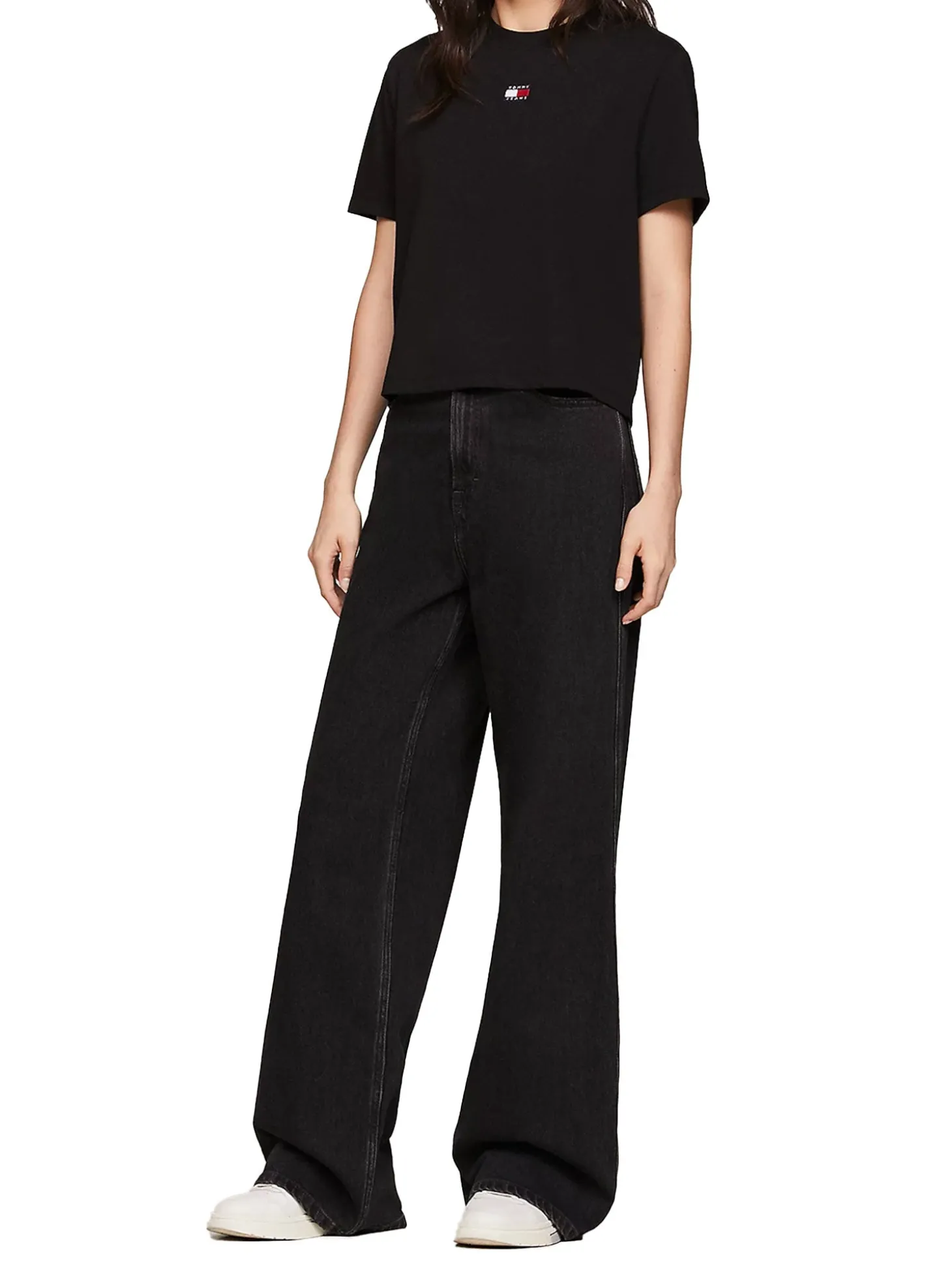 T-shirt classic fit boxy badge nero