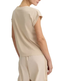 T-shirt con logo sul petto naturale