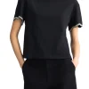 T-shirt con maniche con strass nero