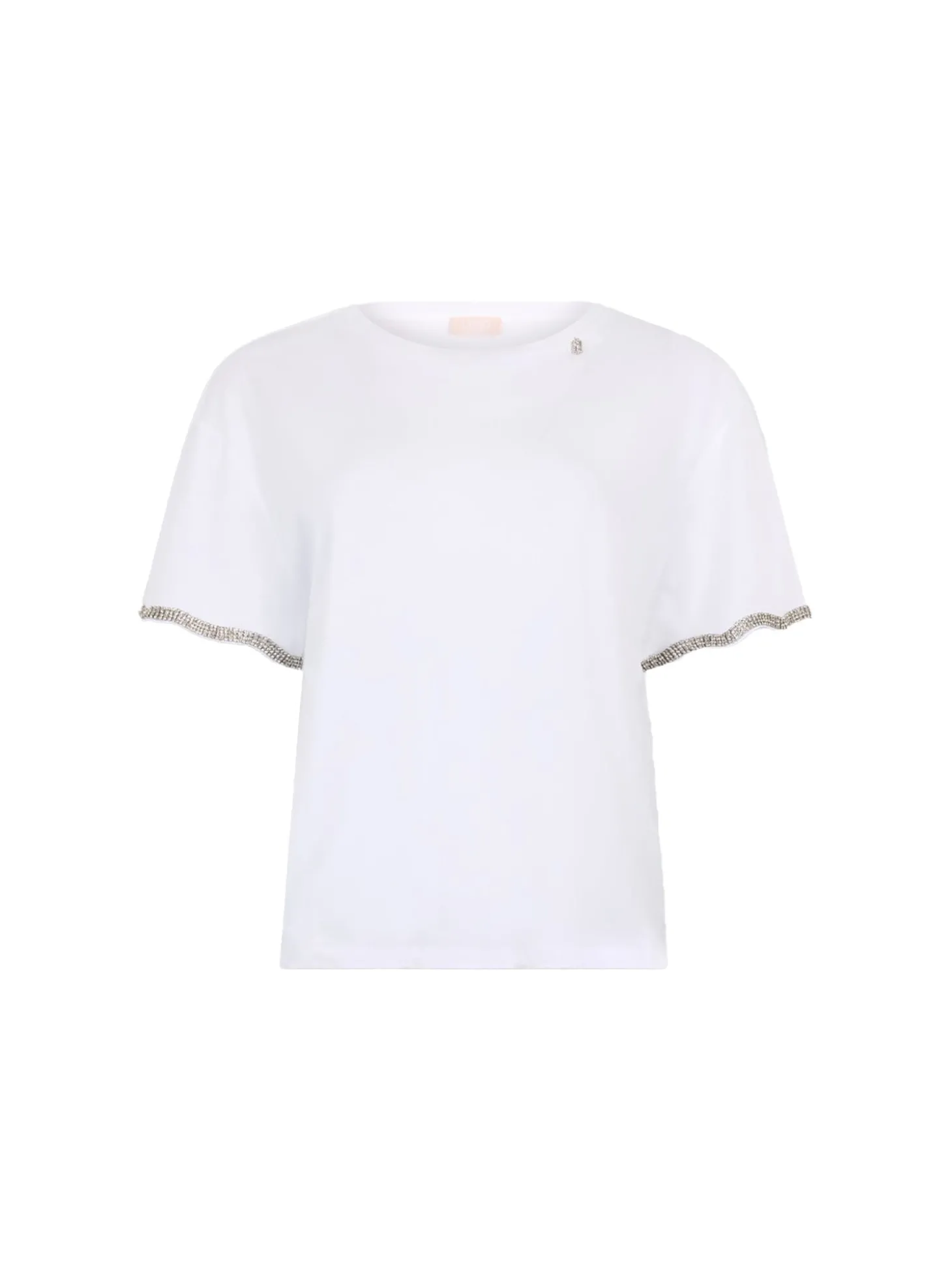 T-shirt con maniche con strass bianco