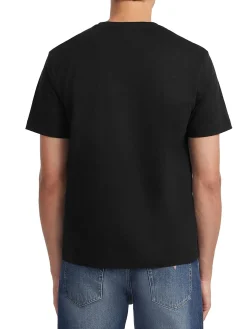 T-shirt con mix di loghi sul petto nero