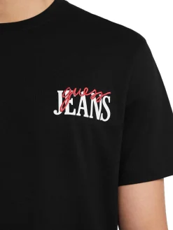 T-shirt con mix di loghi sul petto nero