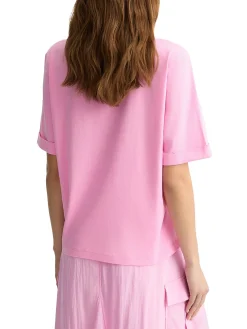 T-shirt con scollo a v e logo con strass candy pop