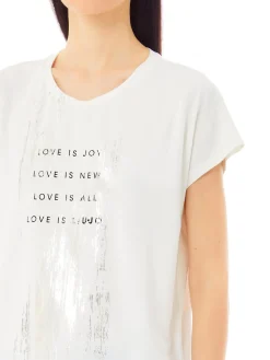 T-shirt con stampa con scritte bianco