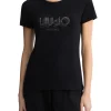 T-shirt con stampa del logo sul petto nero