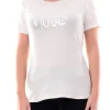 T-shirt con stampa del logo sul petto bianco
