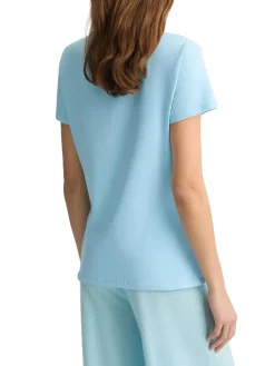T-shirt con stampa del logo sul petto celeste