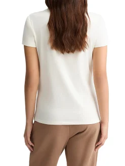 T-shirt con stampa del logo in strass sul petto bianco