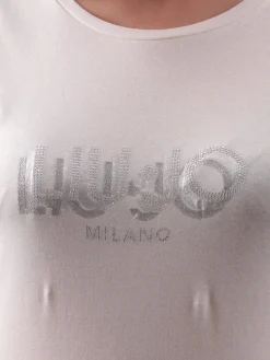 T-shirt con stampa del logo sul petto bianco