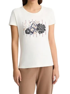 T-shirt con stampa floreale sul petto bianco