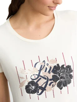 T-shirt con stampa floreale sul petto bianco