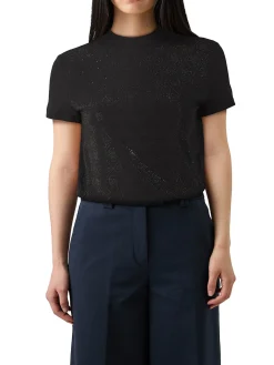 T-shirt con stampa logo glitterato nero