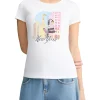 T-shirt con stampa "New York" con strass bianco