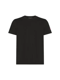 T-shirt in cotone stretch e logo nero