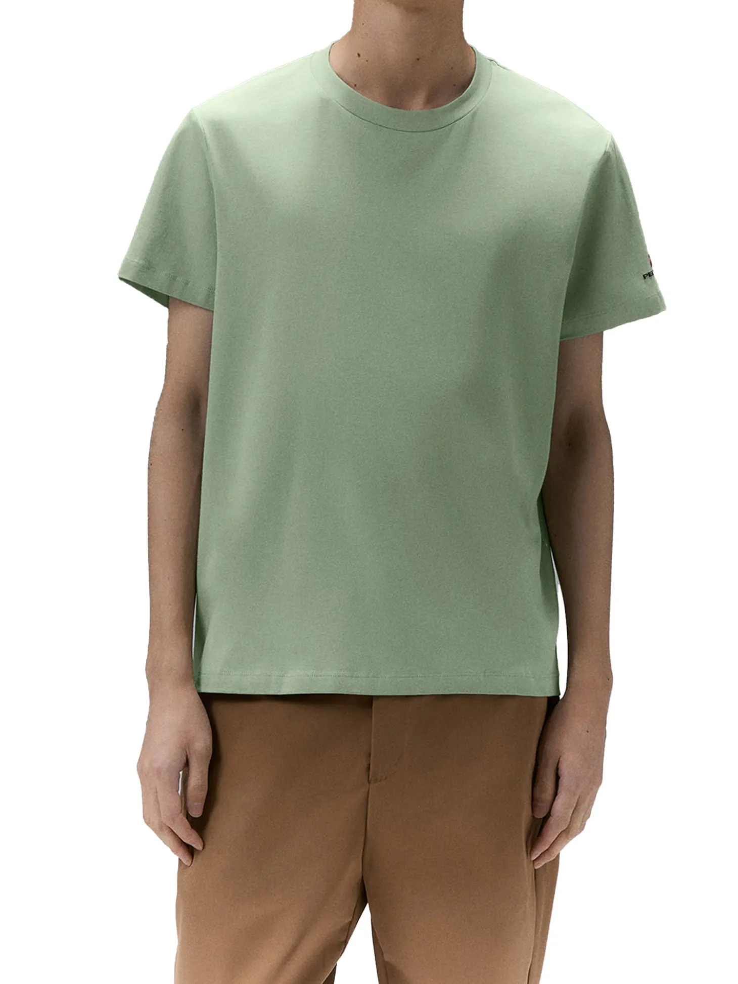 T-shirt in cotone stretch e logo verde