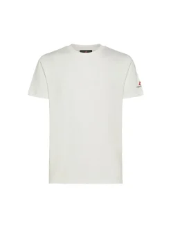 T-shirt in cotone stretch e logo panna