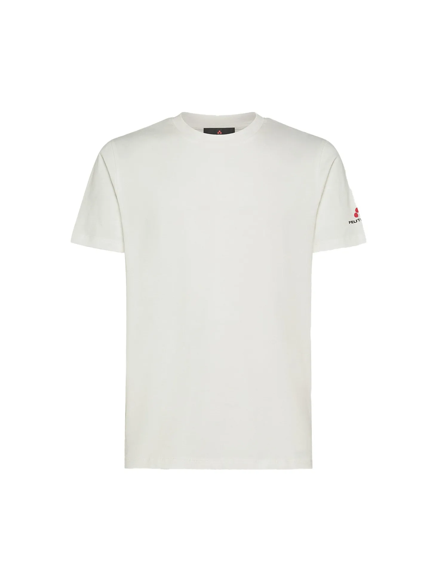 T-shirt in cotone stretch e logo panna