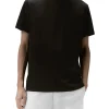 T-shirt in piquet stretch di cotone e seta nero