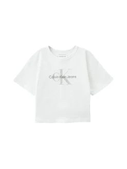 T-shirt kids monologo glitter bianco