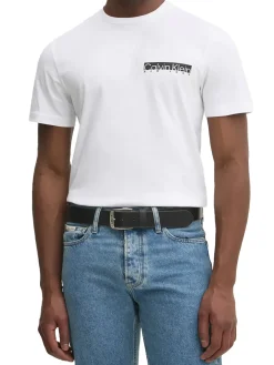 T-shirt linear box logo bianco