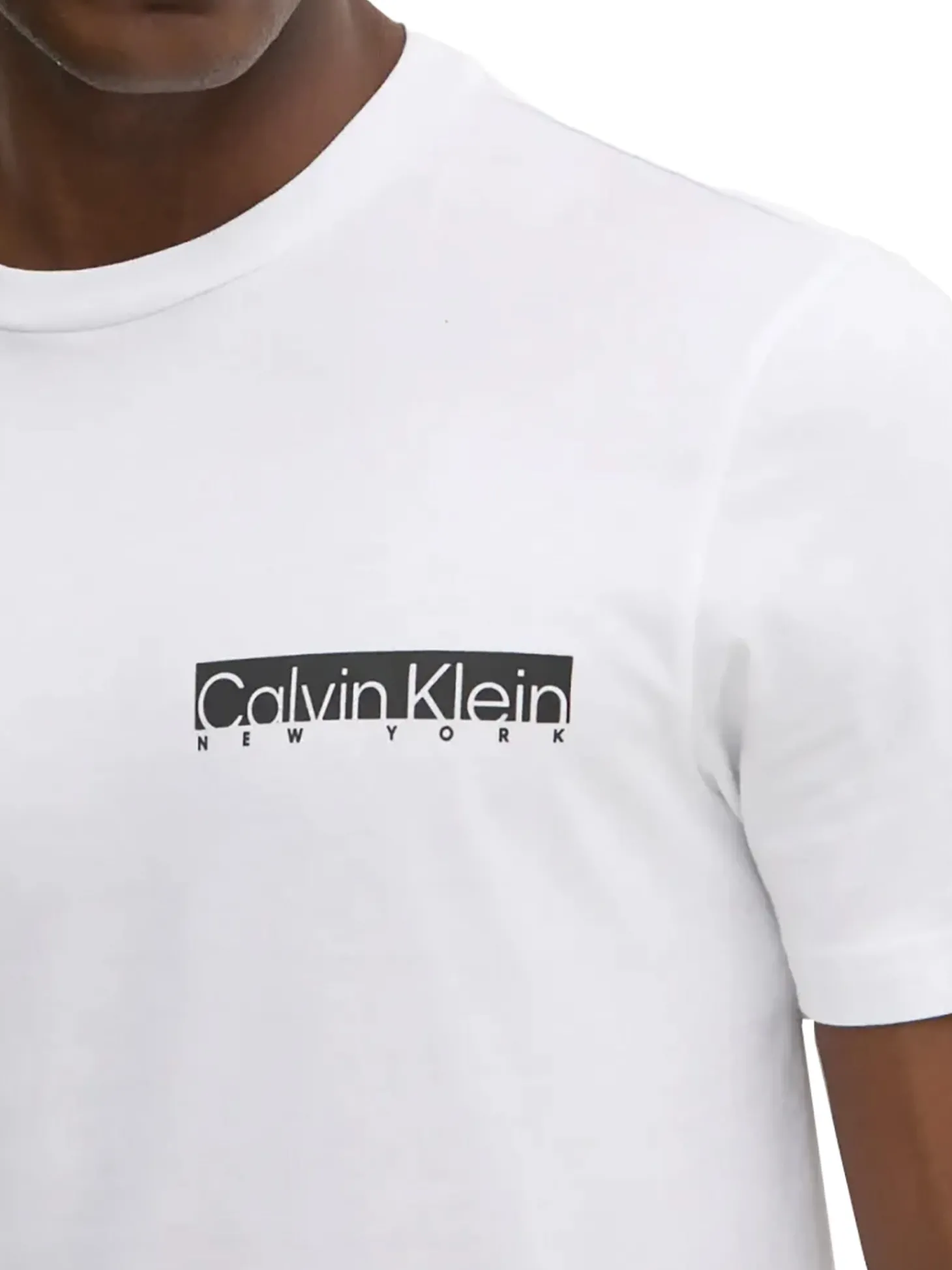 T-shirt linear box logo bianco