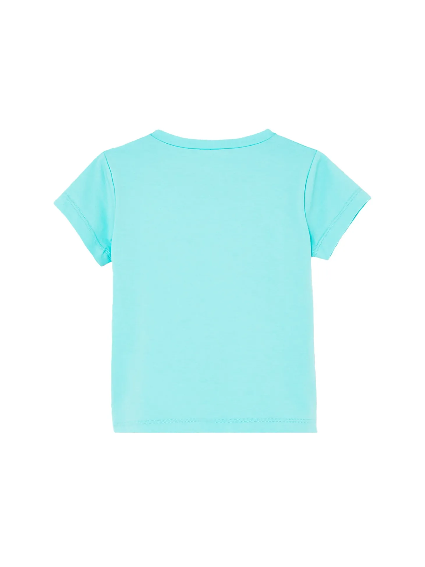 T-shirt logo frontale strass celeste