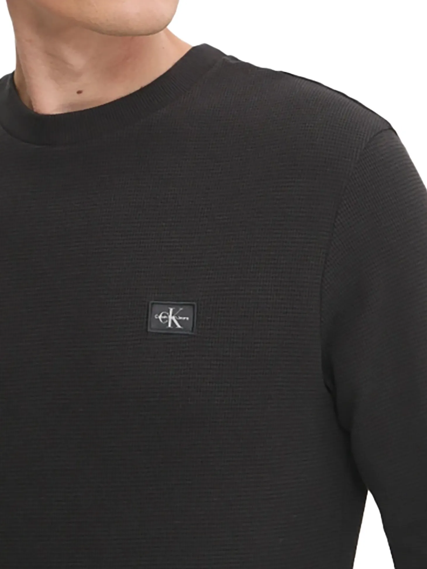 T-shirt logo label lavorazione waffle nero