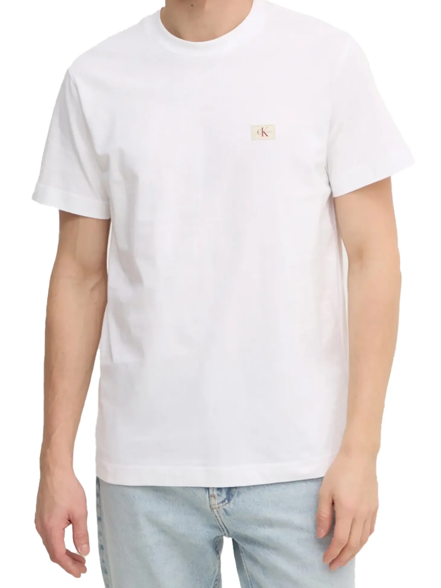 T-shirt logo label regular fit avorio