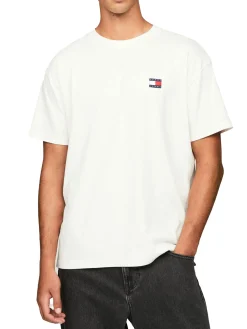 T-shirt logo label relaxed fit bianco