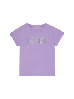 T-shirt manica corta applicazione lilla