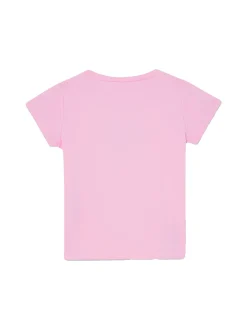 T-shirt manica corta applicazione rosa