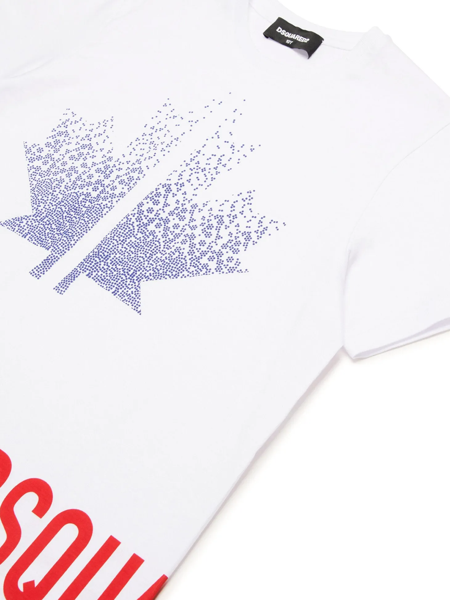 T-shirt manica corta con foglia e logo laterale bianco