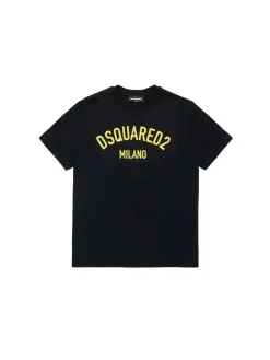 T-shirt manica corta con logo a contrasto nero