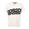 T-shirt manica corta con maxi logo panna