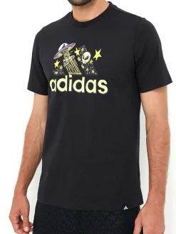 T-shirt manica corta con stampa logo nero