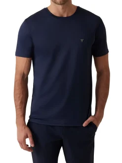 T-shirt manica corta in tessuto tecnico blu