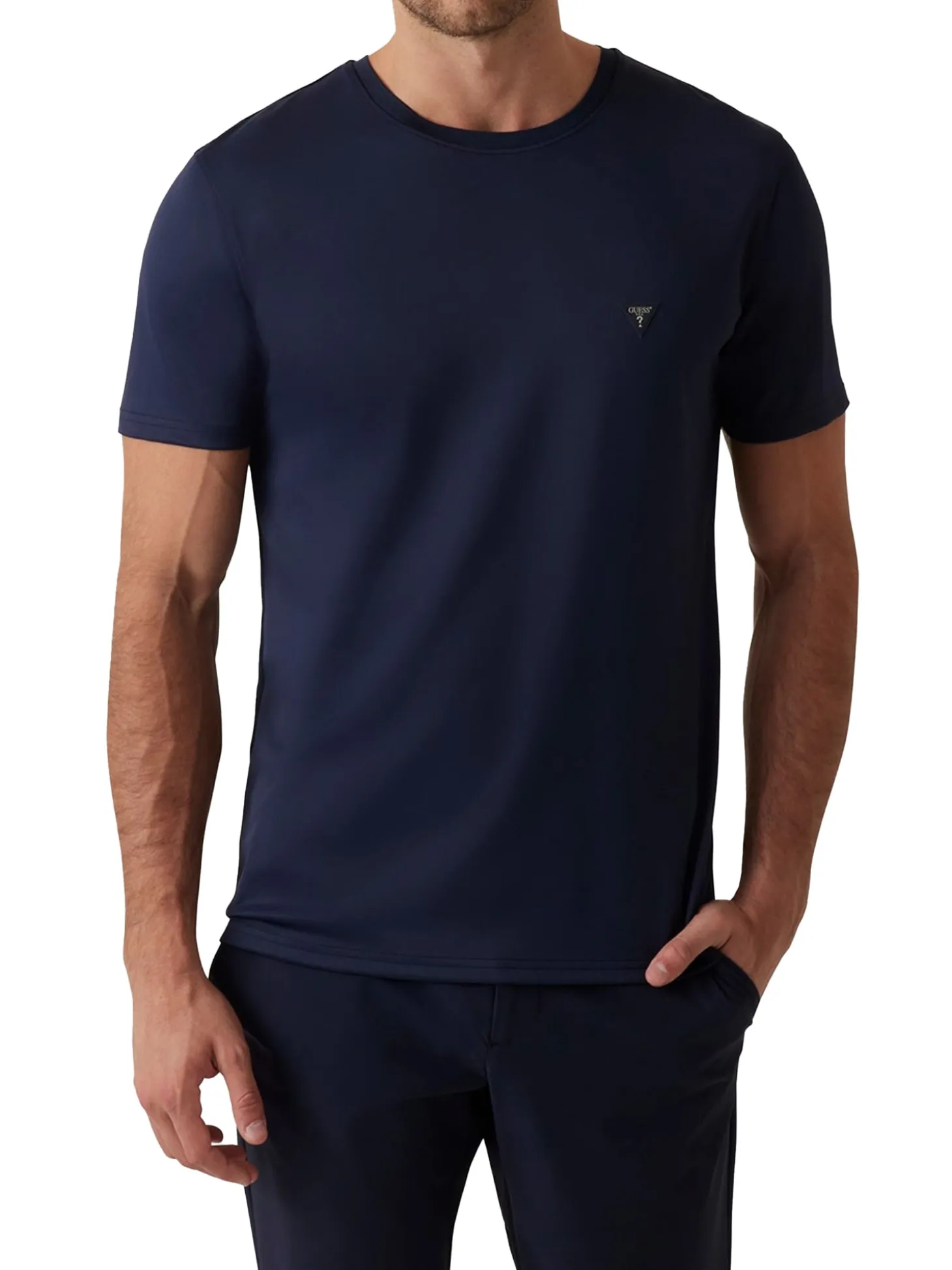 T-shirt manica corta in tessuto tecnico blu