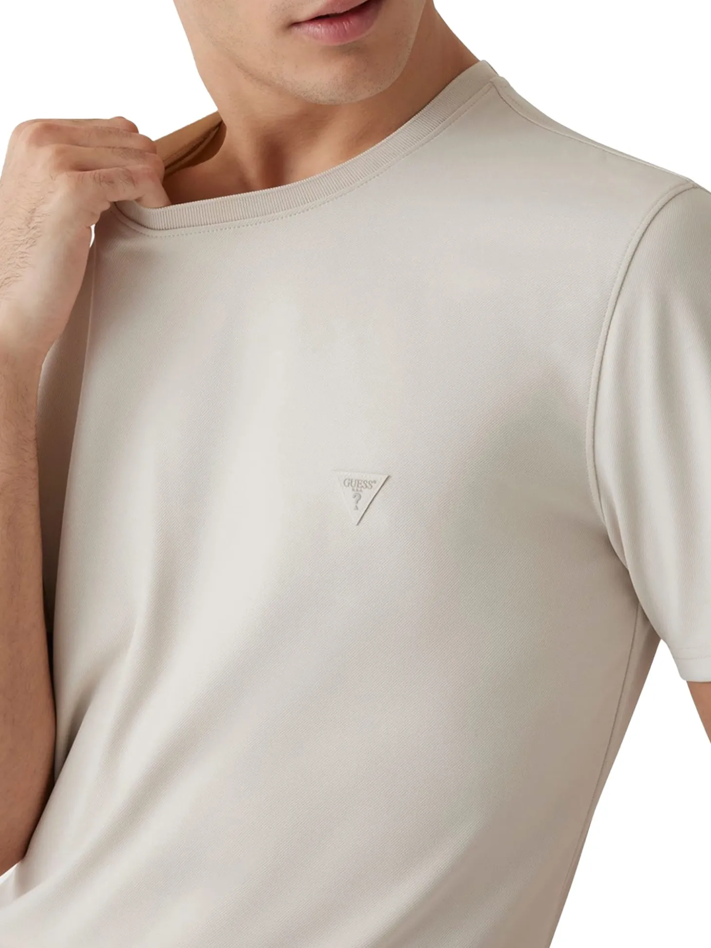 T-shirt manica corta in tessuto tecnico beige