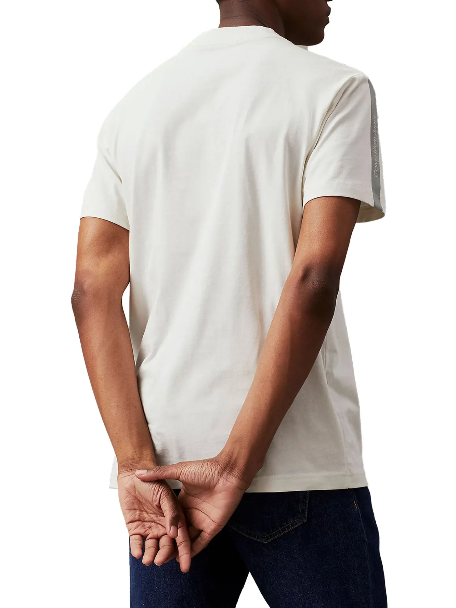 T-shirt manica corta logo tape avorio