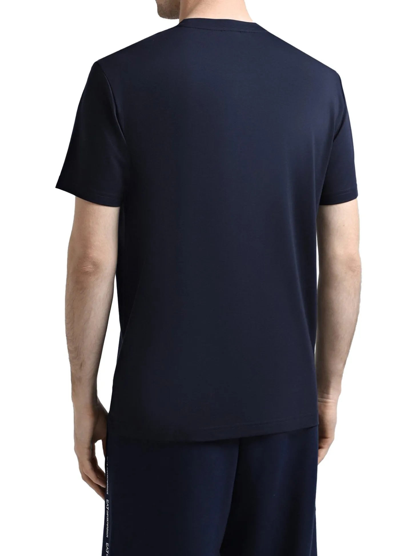 T-shirt manica corta logo patch sul petto blu
