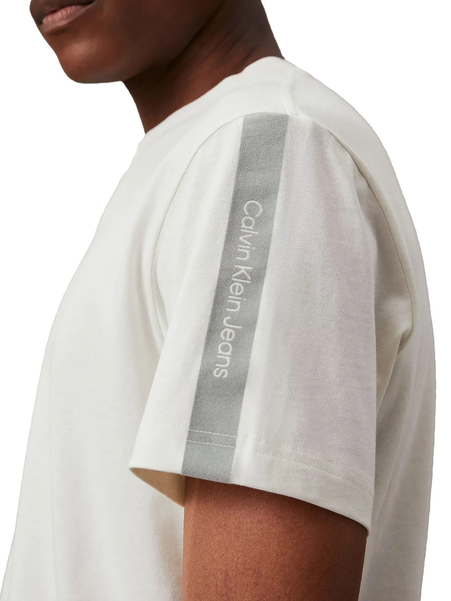 T-shirt manica corta logo tape avorio