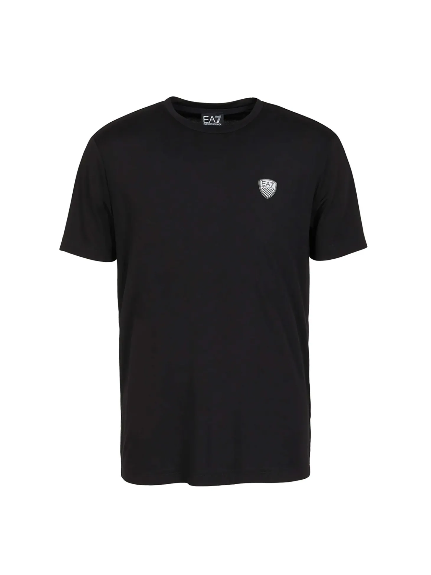 T-shirt manica corta logo patch sul petto nero