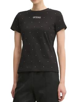 T-shirt manica corta Rhinestone nero