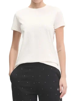 T-shirt manica corta Rhinestone bianco