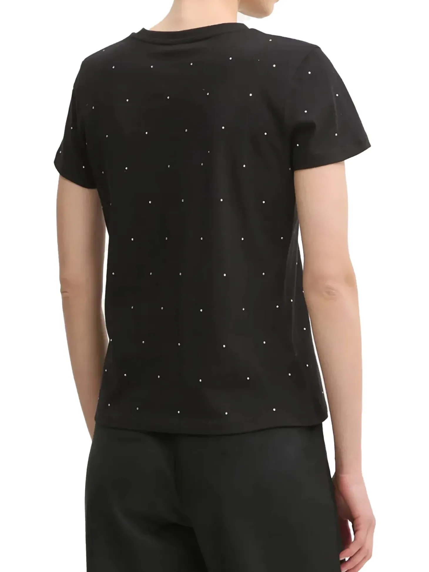 T-shirt manica corta Rhinestone nero